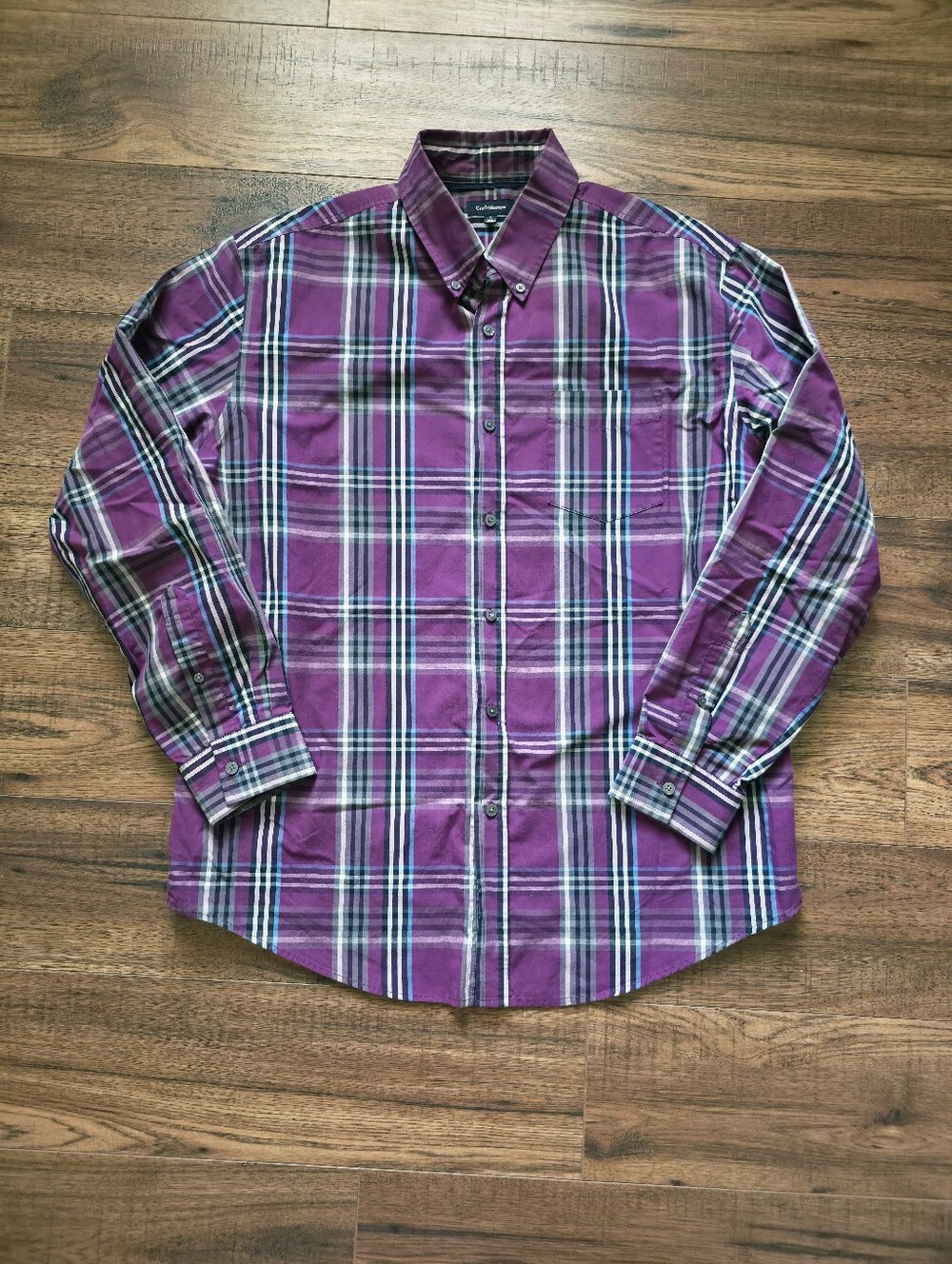 croft & barrow Purple Plaid Button-Down Shirt Large
